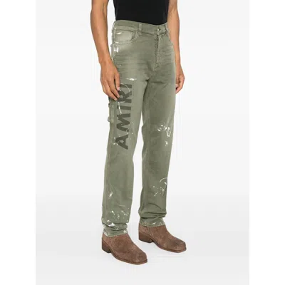 Amiri Khaki Army Logo Painted Slim Workman Jeans