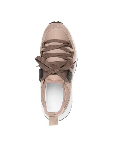 Brunello Cucinelli Low-top Lace-up Sneakers In Brown