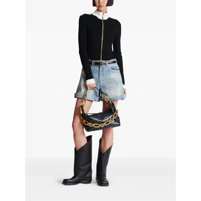 Balmain Sync Shoulder Bag In Soft Leather In Black