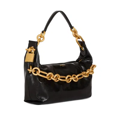 Balmain Sync Shoulder Bag In Soft Leather In Black
