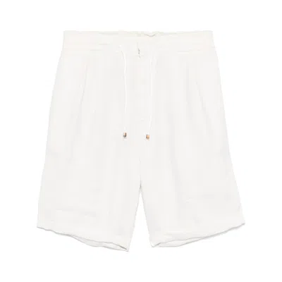Brunello Cucinelli Beige Drawstring Shorts With Zip Pockets In White