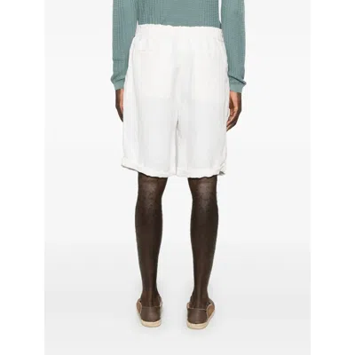 Brunello Cucinelli Beige Drawstring Shorts With Zip Pockets In White