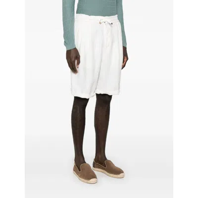 Brunello Cucinelli Beige Drawstring Shorts With Zip Pockets In White