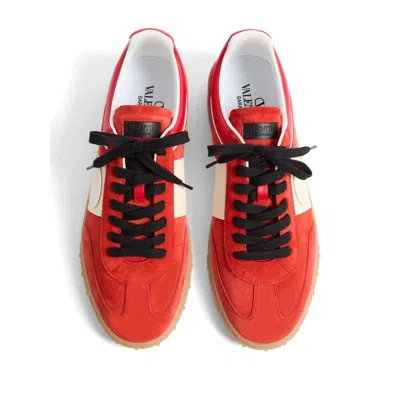 Valentino Garavani Upvillage Low Top Trainer In Split Leather And Calfskin Nappa Leather