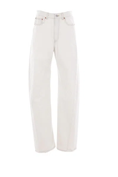 Mm6 Maison Margiela Ivory White Cotton Jeans In Neutral