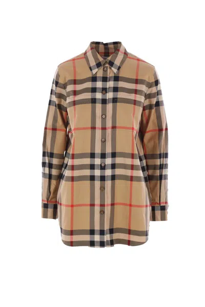Burberry Nivi Check Cotton Shirt In Multi