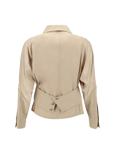 Pinko Belted Habotai Shirt In Neutral