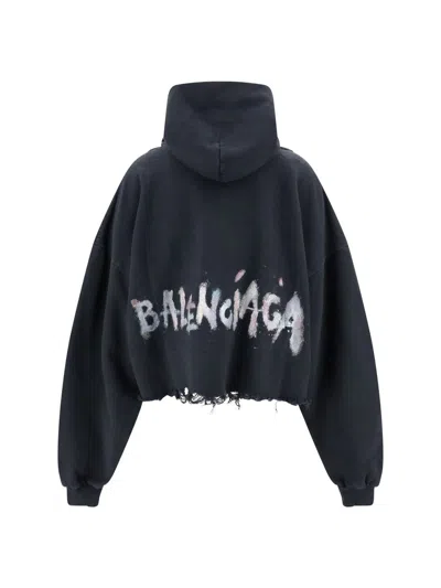 Balenciaga Distressed Nail Polish Hoodie With Front Pocket