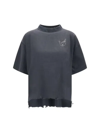 Balenciaga Black T-shirt With Logo Embroidery On The Front And Maxi Logo Lettering On The Rear In Cotton Woman