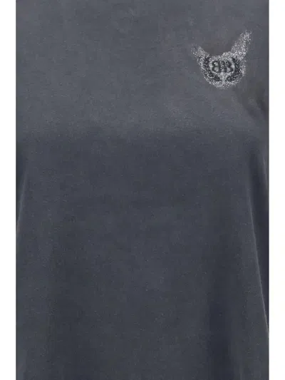 Balenciaga Black T-shirt With Logo Embroidery On The Front And Maxi Logo Lettering On The Rear In Cotton Woman