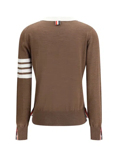 Thom Browne V-neck Cardigan In Brown