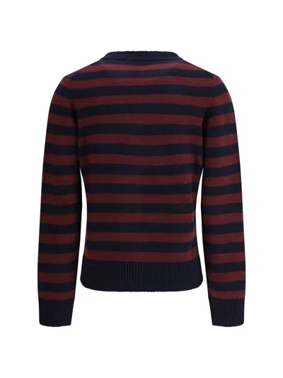 Ganni Graphic Wool Mix Poodle Stripe Sweaters And Cardigans Multicolor