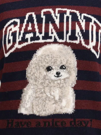 Ganni Graphic Wool Mix Poodle Stripe Sweaters And Cardigans Multicolor