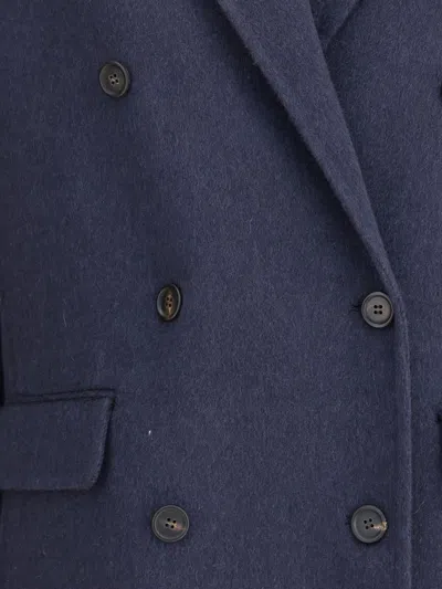 Brunello Cucinelli Structured Caban Jacket With Notched Lapels In Blue