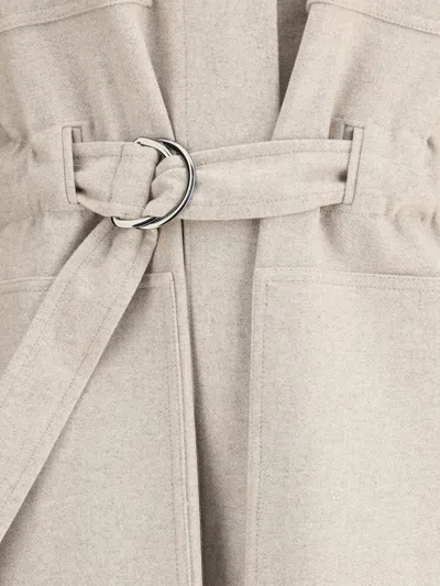 Brunello Cucinelli Silhouette-defining Long Coat With Adjustable Waistband In Multi