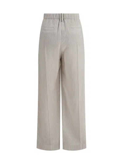 Brunello Cucinelli Tailored Corduroy Wide Leg Pants In Neutral