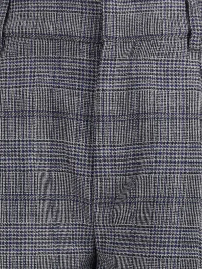Brunello Cucinelli Grey Prince Of Wales Sartorial Crop Trousers In Gray