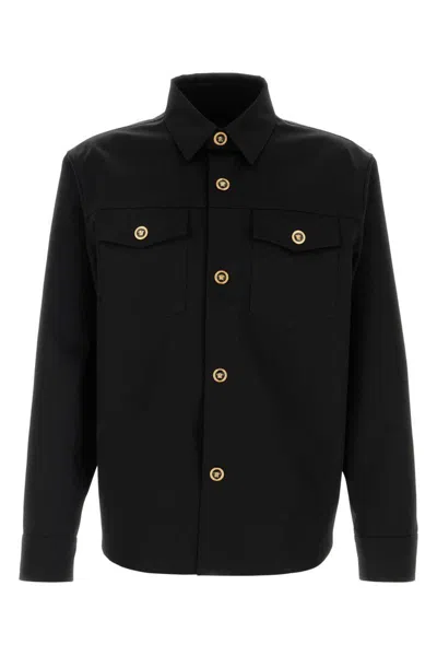 Versace Gabardine Shirt With Chest Pockets And Cuffed Sleeves