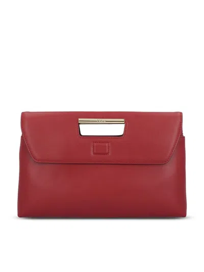 Furla Logo Engraved Medium Clutch Bag In Red
