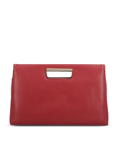 Furla Logo Engraved Medium Clutch Bag In Red