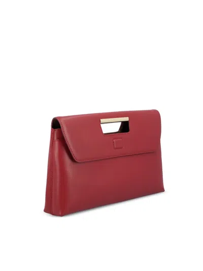Furla Logo Engraved Medium Clutch Bag In Red