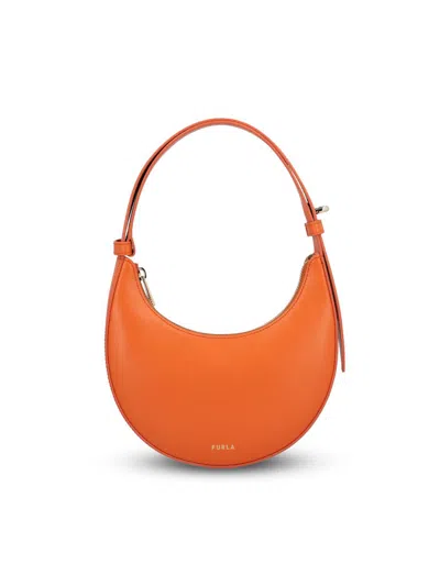Furla Smooth Crescent Shoulder Bag With Zippered Closure In Orange