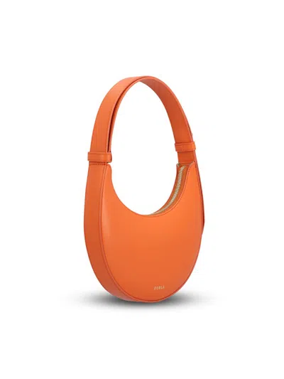 Furla Smooth Crescent Shoulder Bag With Zippered Closure In Orange