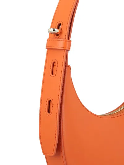 Furla Smooth Crescent Shoulder Bag With Zippered Closure In Orange