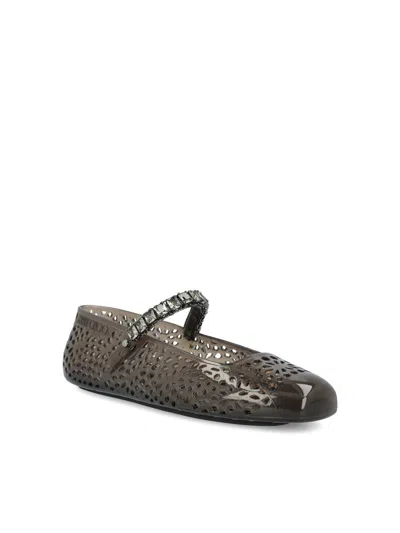 Jimmy Choo The Jelly Transparent Black Ballet Flats With Crystals Women In Black