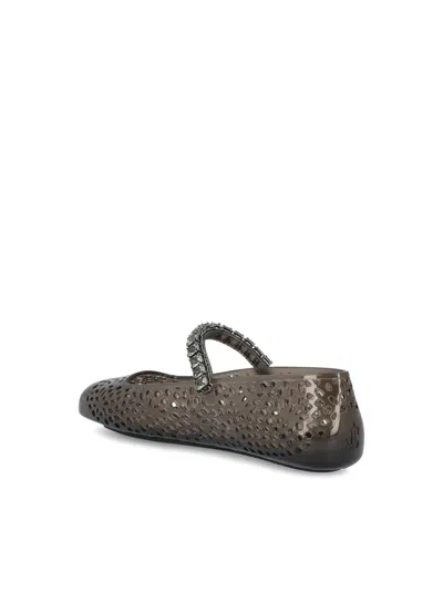 Jimmy Choo The Jelly Transparent Black Ballet Flats With Crystals Women In Black