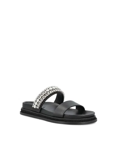 Jimmy Choo Crystal Embellished Leather Flat Sandals