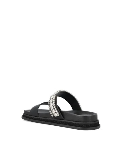 Jimmy Choo Crystal Embellished Leather Flat Sandals