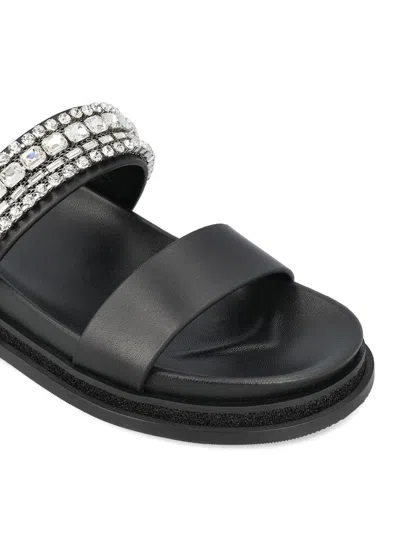 Jimmy Choo Crystal Embellished Leather Flat Sandals