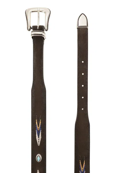 Alberto Luti Suede Belt With Embroidery