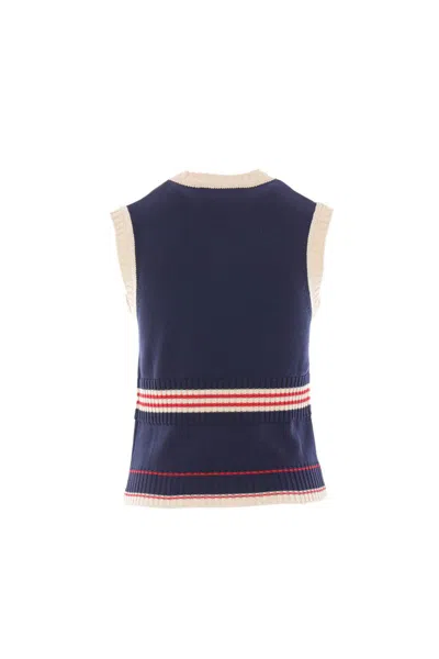 Valentino Garavani Women Midnight Blue Cotton Vest In Blue