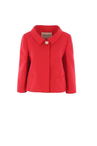 Valentino Womens Paris Heart-button Relaxed-fit Wool And Silk Jacket