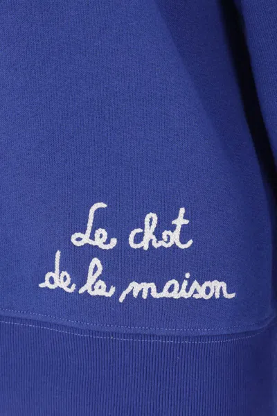 Valentino Blue Sweatshirt With V And Le Chat De La Maison Embroidery