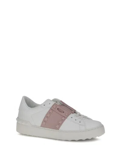 Valentino Studded Calfskin Sneakers Rubber Studs In White