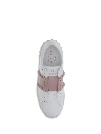 Valentino Studded Calfskin Sneakers Rubber Studs In White