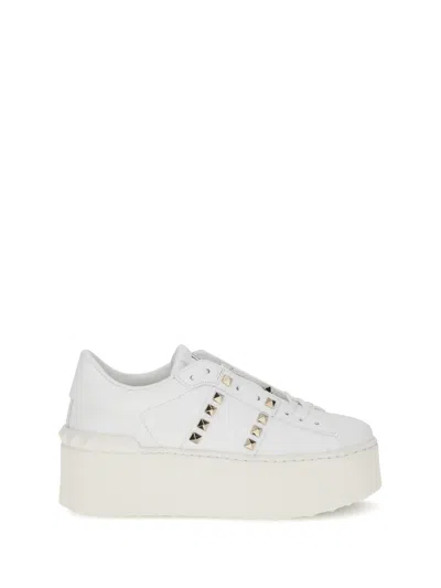 Valentino Garavani Open Disco Wedge Trainer In Calfskin 85mm Woman White 40.5