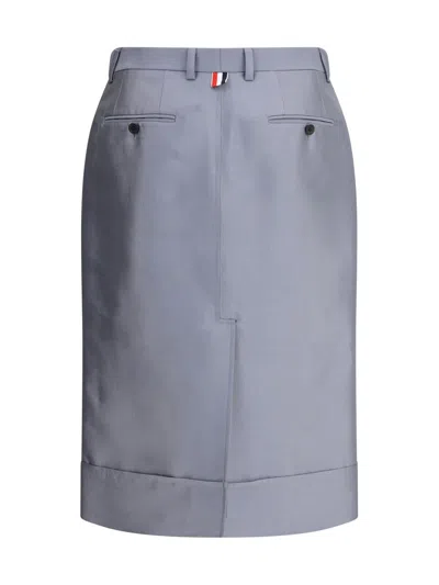 Thom Browne Tailored Midi Skirt Back Slit In Gray