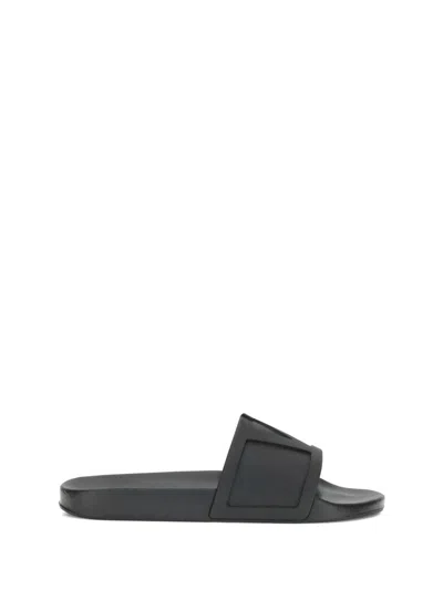 Valentino Garavani Black Sandals With Vlogo Detail On The Front In Tech Fabric Man