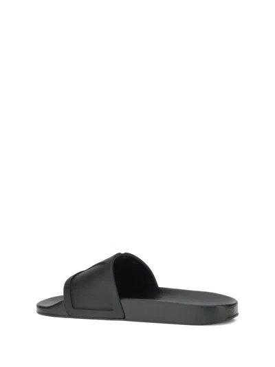 Valentino Garavani Black Sandals With Vlogo Detail On The Front In Tech Fabric Man