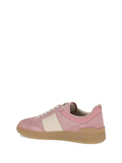 Valentino Round Toe Suede Sneakers With Stud Detail
