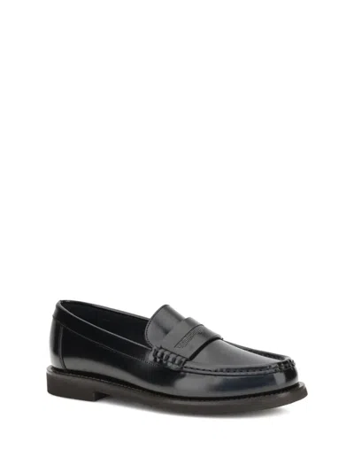 Brunello Cucinelli Leather Loafers In Blue