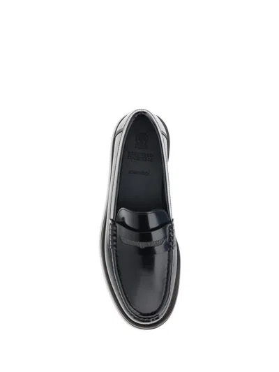Brunello Cucinelli Leather Loafers In Blue
