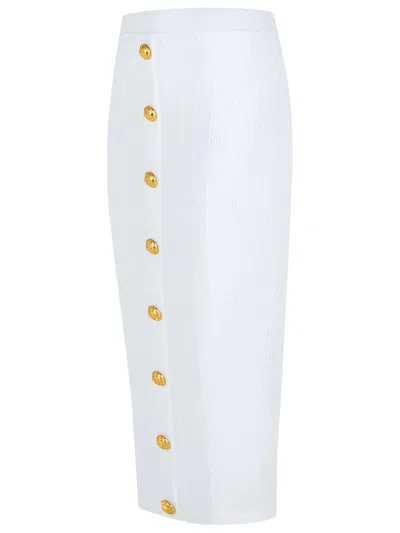 Balmain Long Skirt In White Viscose Blend Women