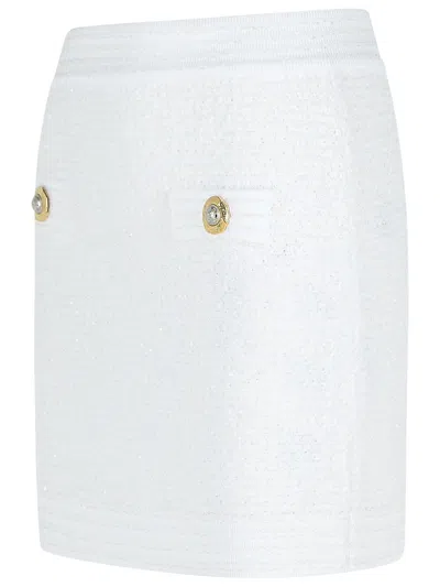 Balmain Cotton Blend Miniskirt Gold-tone Buttons