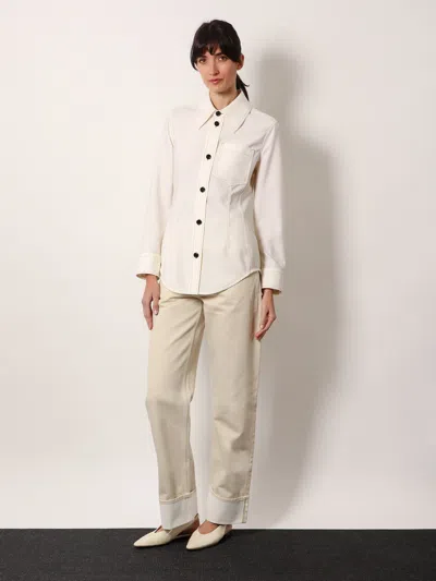 Bottega Veneta Lapel Long Sleeve Shirt In Neutral