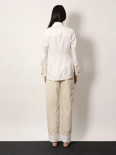 Bottega Veneta Lapel Long Sleeve Shirt In Neutral